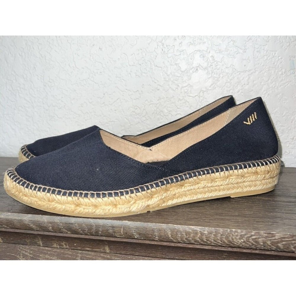 VISCATA BARCELONA Women's Espadrille Shoes Size 41 Canvas Slip On Navy Blue
